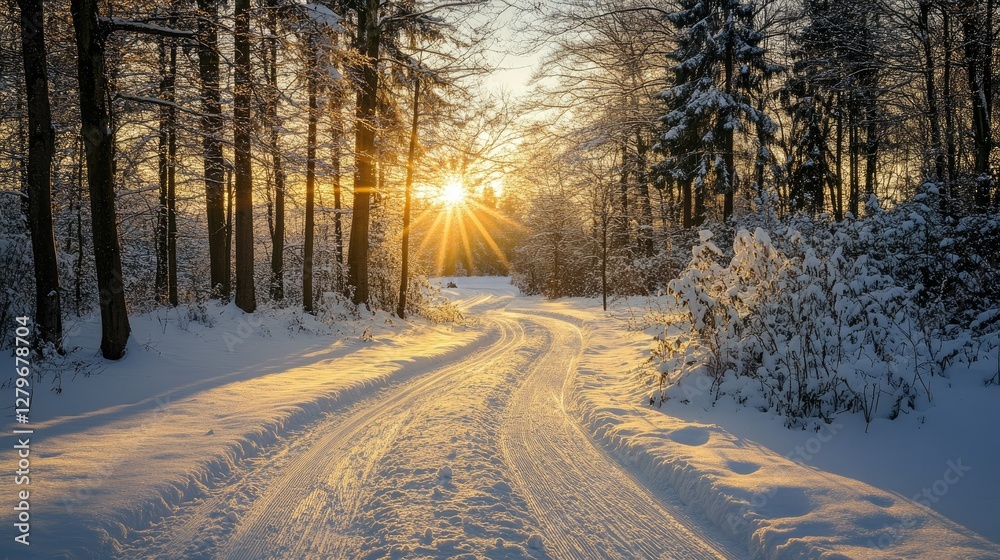 The sun casts golden hues over a winding toboggan track, cutting through the deep snow of Dnser lpele. The sun casts golden hues over a winding toboggan track, cutting through the deep snow of Dnser lpele.