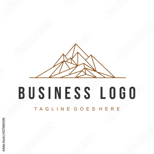 Thin Line Low Poly Mountain Range Logo – Geometric and Minimalist
