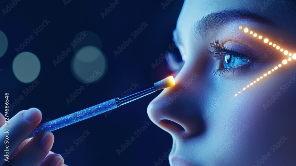 Fototapeta premium Creative makeup application studio photography artistic environment close-up viewpoint beauty concept