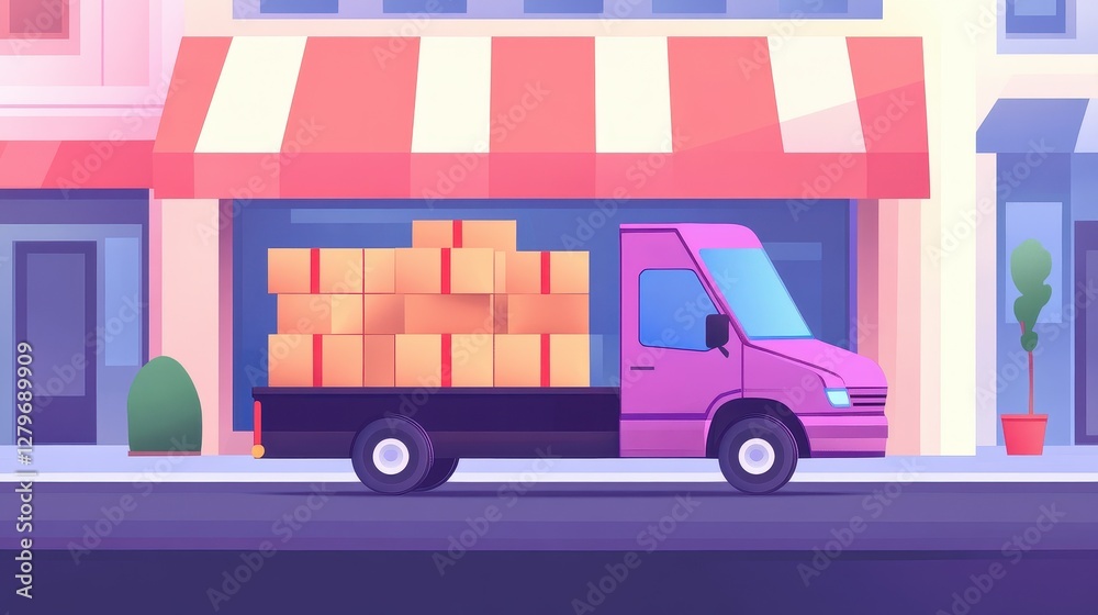 Stock distribution flat design front view delivery theme animation vivid. Stock distribution flat design front view delivery theme animation vivid.