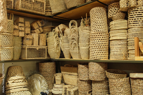 Handcrafted baskets for sale at a craft bazaar in the central market of the city of Teresina, Piauí, northeastern Brazil