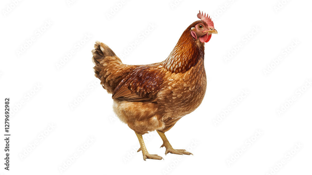 Fototapeta premium Brown hen in a natural setting during daylight