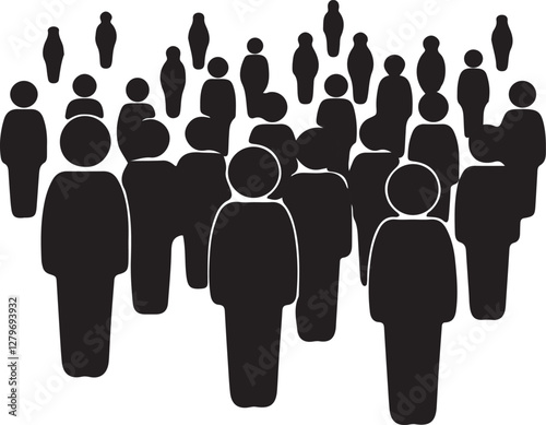 An illustration of a group of many stickman people