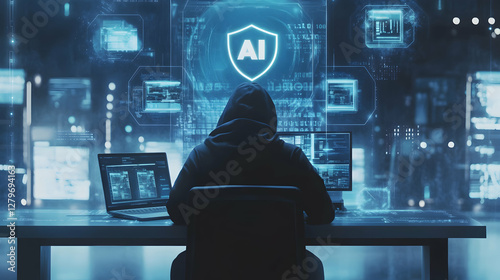 Artificial Intelligence Security Specialist Working to Secure Data and Systems, Protecting Networks and Preventing Cyberattacks in a High Tech Environment