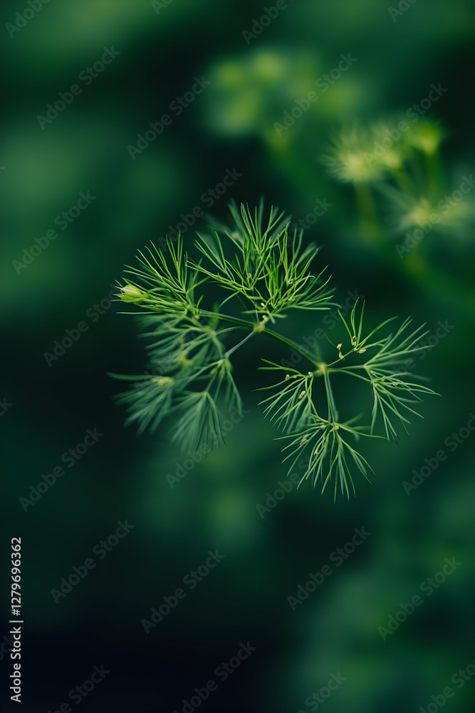 Close-up of Vibrant Green Dill Plant in Natural Setting, Capturing the Delicate Texture and Freshness of Herb with Soft Focus Background, Ideal for Culinary and Nature Photography Close-up of Vibrant Green Dill Plant in Natural Setting, Capturing the Delicate Texture and Freshness of Herb with Soft Focus Background, Ideal for Culinary and Nature Photography