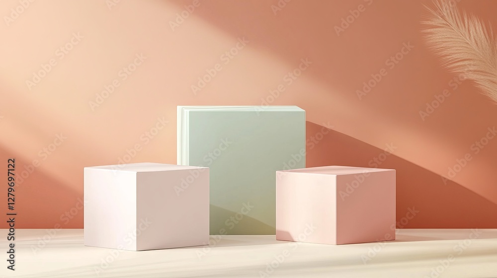 A vector illustration of three blank square podiums, perfectly designed for showcasing products on a transparent background A vector illustration of three blank square podiums, perfectly designed for showcasing products on a transparent background