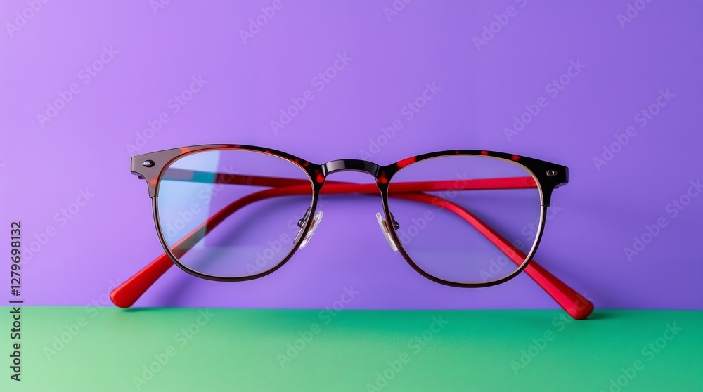 Stylish glasses on a colored background with space for text Stylish glasses on a colored background with space for text