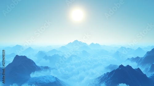 A clear daytime sky with a deep blue gradient, minimal clouds, and a serene open atmosphere.