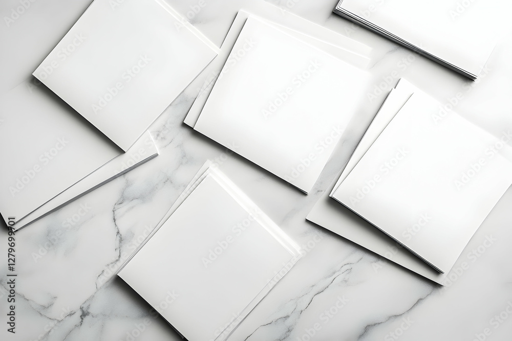 Elegant Presentation, Square White Paper Stacks on Marble Texture Surface for Mockups and Branding, Ideal for Minimalist Designs and Clean Layouts Elegant Presentation, Square White Paper Stacks on Marble Texture Surface for Mockups and Branding, Ideal for Minimalist Designs and Clean Layouts