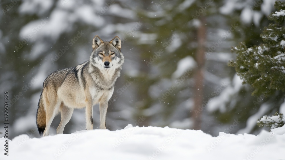 Fototapeta premium Lone wolf in the snow
