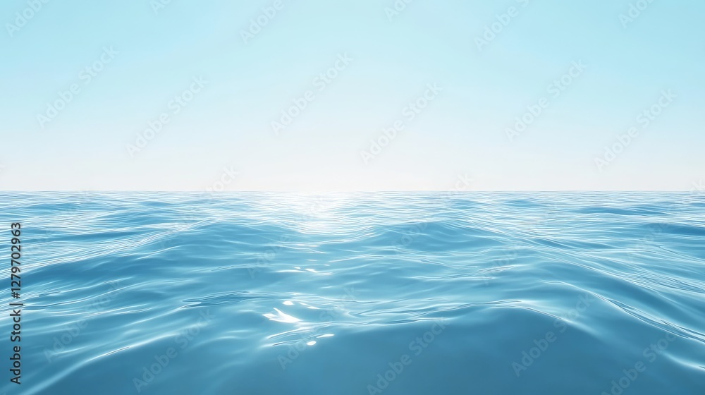 A minimalist seascape with calm blue water, the horizon stretching endlessly, open space for copy. A minimalist seascape with calm blue water, the horizon stretching endlessly, open space for copy.