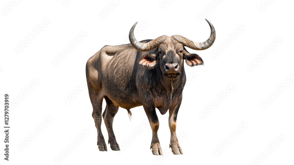 Naklejka premium Buffalo standing in a natural pose outdoors