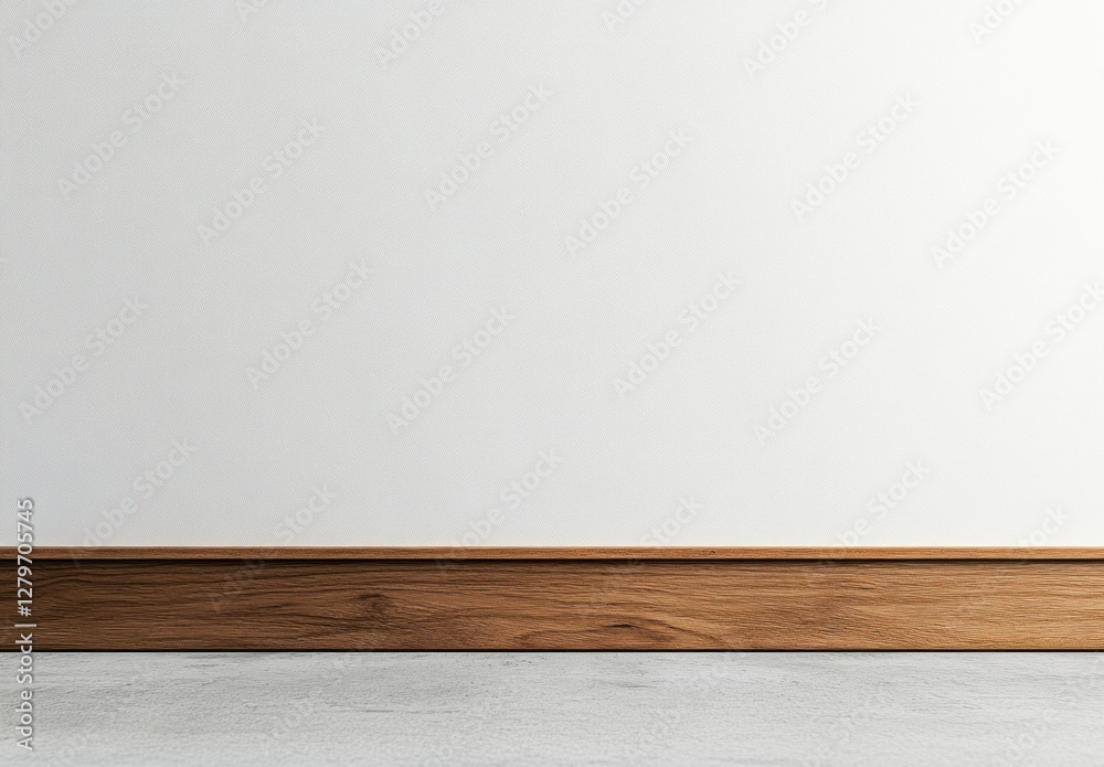 Naklejka premium Minimalist interior wall with wooden baseboard.