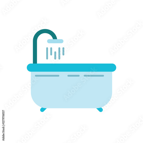 Bathup flat icon vector design illustration. Bathroom item flat icon, bathroom furniture icon design illustration. 