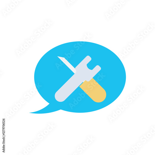Illustration of a bubble chat and toolkit vector design. Illustration design for use to chat service, customer service, chat assistance, etc. 