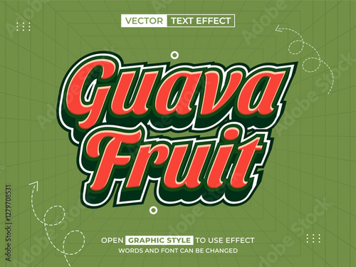 guava fruit editable text, font effect, 3d text for title