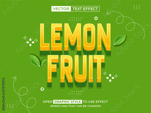 lemon fruit editable text, font effect, 3d text for title