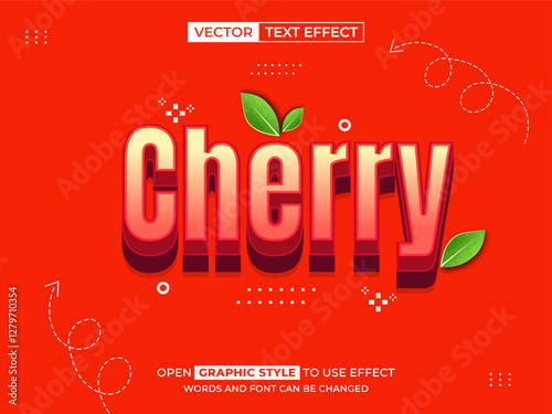 cherry editable text, text effect, 3d text for title