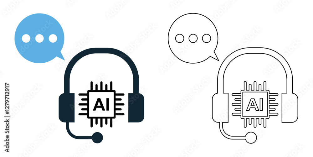 virtual assistant icon vector with a clean, modern design. Ideal for customer support, AI chatbots, voice technology, digital interaction, and smart service