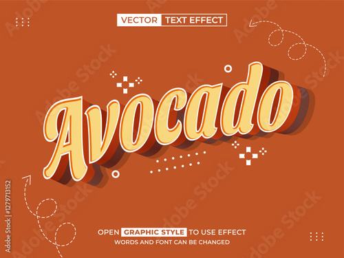 avocado editable text, font effect, 3d text for title