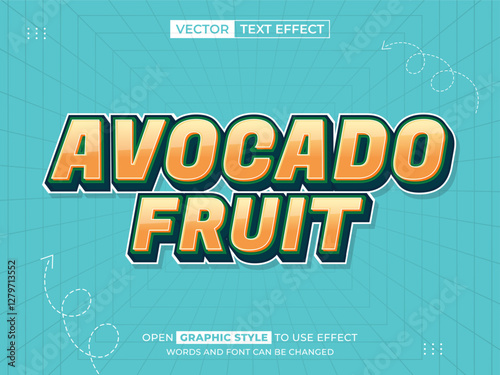 avocado editable text, font effect, 3d text for title