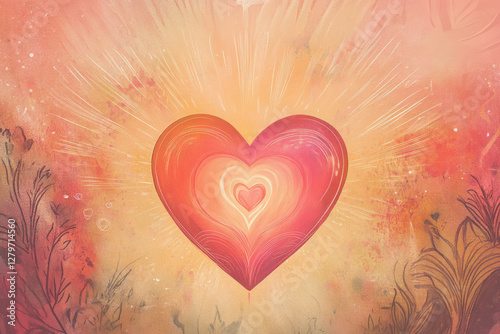 A soothing and calming illustration of a heart surrounded by a gentle, glowing aura, signifying the power of self love and acceptance in healing emotional wounds.
