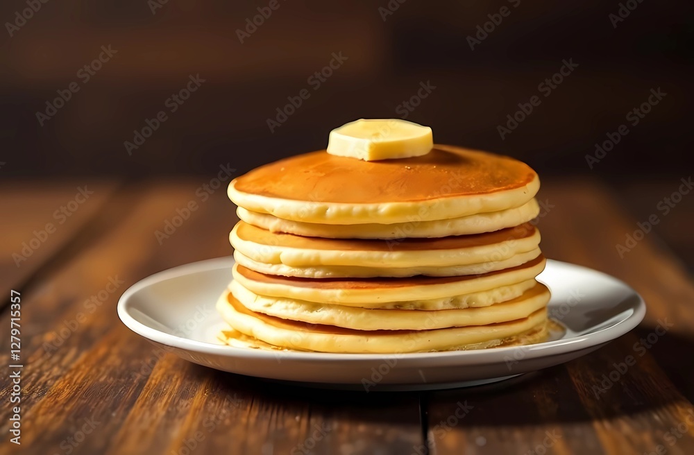 Healthy morning breakfast. A stack of delicious pancakes with butter and syrup. Pancake Day. Healthy morning breakfast. A stack of delicious pancakes with butter and syrup. Pancake Day.