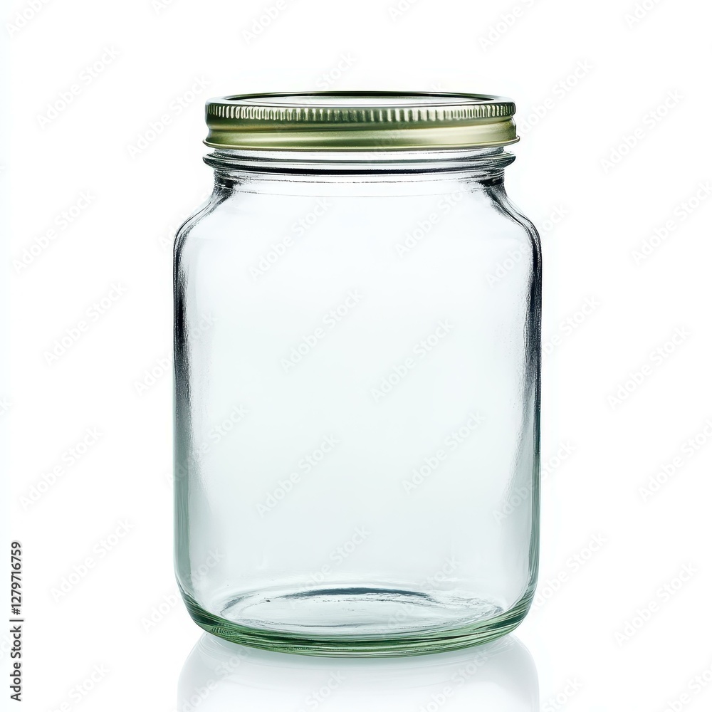 This sleek glass jar keeps your items tidy while elegantly displaying them against a bright white background. This sleek glass jar keeps your items tidy while elegantly displaying them against a bright white background.