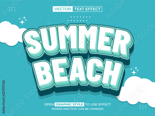 summer beach editable text, font effect, 3d text for title