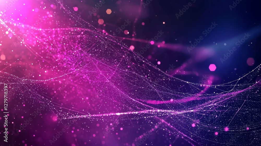 Fototapeta premium Technological connections depicted through luminous points in an abstract design.