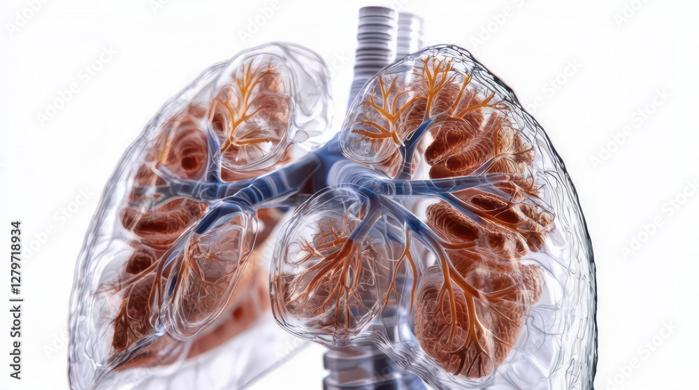 transparent human lungs with bronchial structure