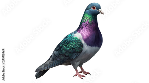Pigeon shows vibrant colors in sunlight