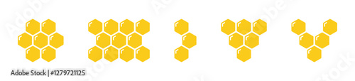 Honeycomb icon. Set of honeycomb icons. Natural honeycomb icons collection. Beeswax hive icons.
