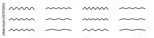 Vector zigzag lines and waves. Wavy, zig-zag lines, stripes vector element. Curved lines. Set of wavy zigzag lines.