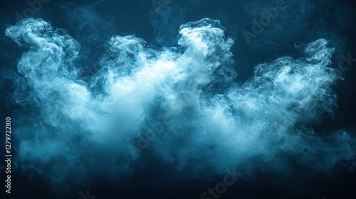 Wallpaper Mural Ethereal teal blue smoke rising and swirling in a dark atmosphere Torontodigital.ca