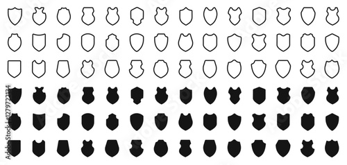 Shield icons set. Security shield icons. Protect shield vectors. Safety, protection, defence symbol. Shield vector icons. Protect shield vector