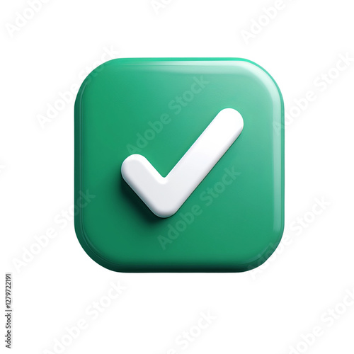green check mark button, isolated on transparent background