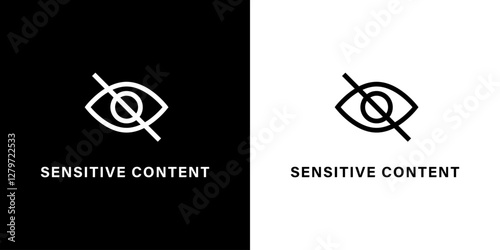 Sensitive Content Sign. Sensitive Content Background. Sensitive Content warning symbol.  Eye crossed sign for media content