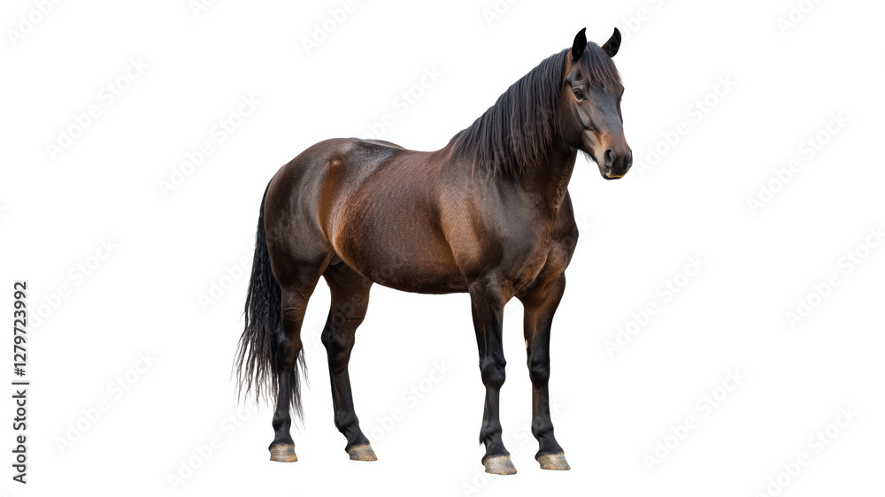 Fototapeta premium Majestic brown horse standing in profile view