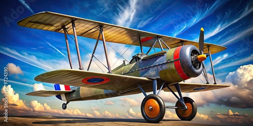 A detailed model of a Sopwith Camel B6299, a WWI British Royal Air Force aircraft, captured in high-resolution.
