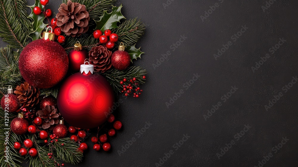 Christmas ornaments on dark background Christmas ornaments on dark background