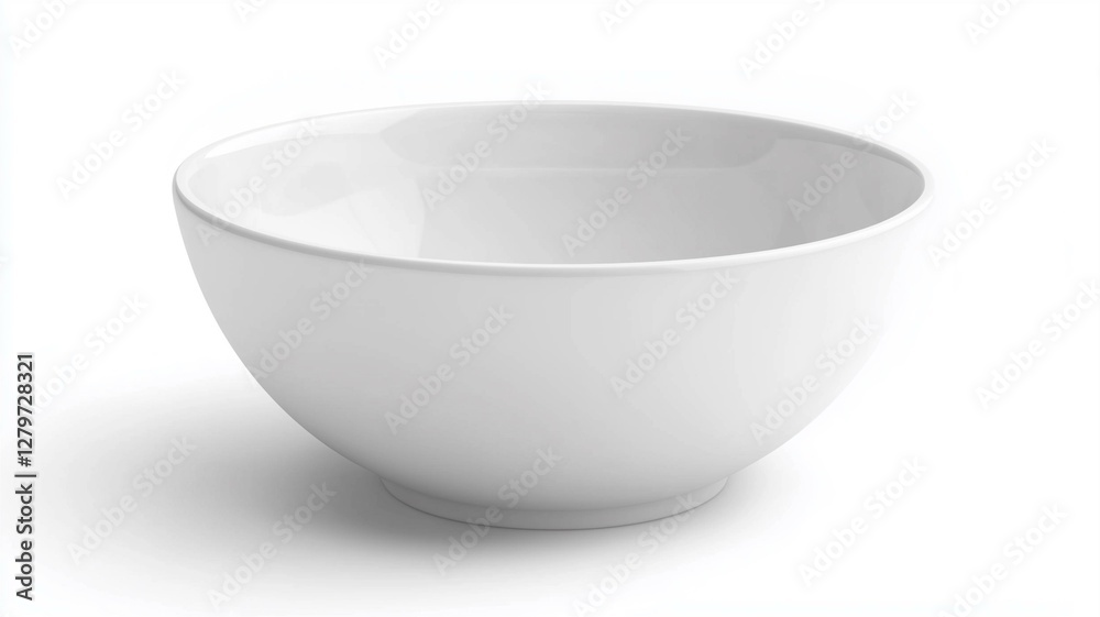 Ultra-realistic image of a white ceramic salad bowl with a wide rim, isolated on a white background
Ultra-realistic image of a white ceramic salad bowl with a wide rim, isolated on a white background