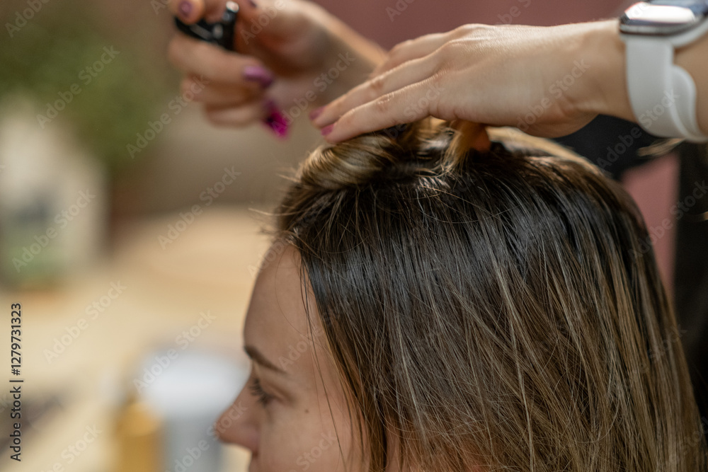 Hair coloring session in a modern salon creating new looks for clients during the afternoon