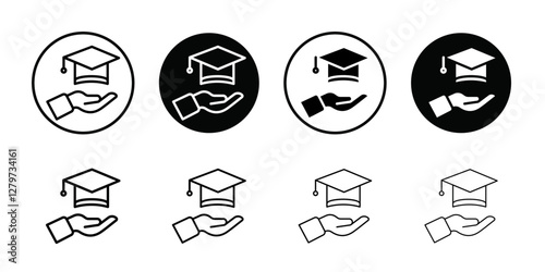 Accessible or free education icon Black line art vector logo set