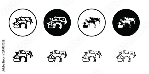 Animal husbandry icon Black line art vector logo set