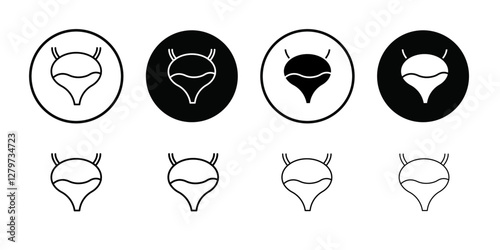 Bladder flush icon Black line art vector logo set