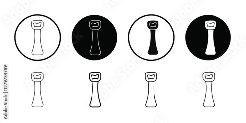 Bottle opener icon Black line art vector logo set
