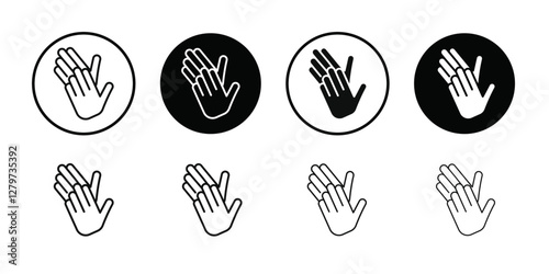 Clapping hand icon Black line art vector logo set