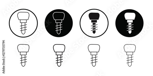 Dental implants icon Black line art vector logo set