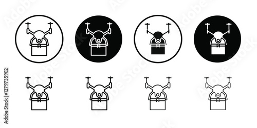 drone delivery icon Black line art vector logo set